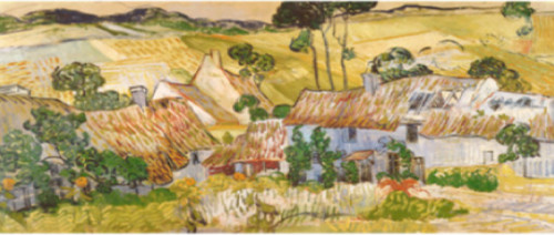 quadro di Vincent van Gogh “Cascine ricoperte da paglia sotto collina'"