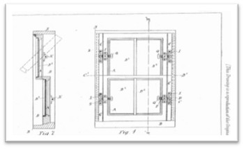 Il primo brevetto riguarda il meccanismo per girare la finestra in legno